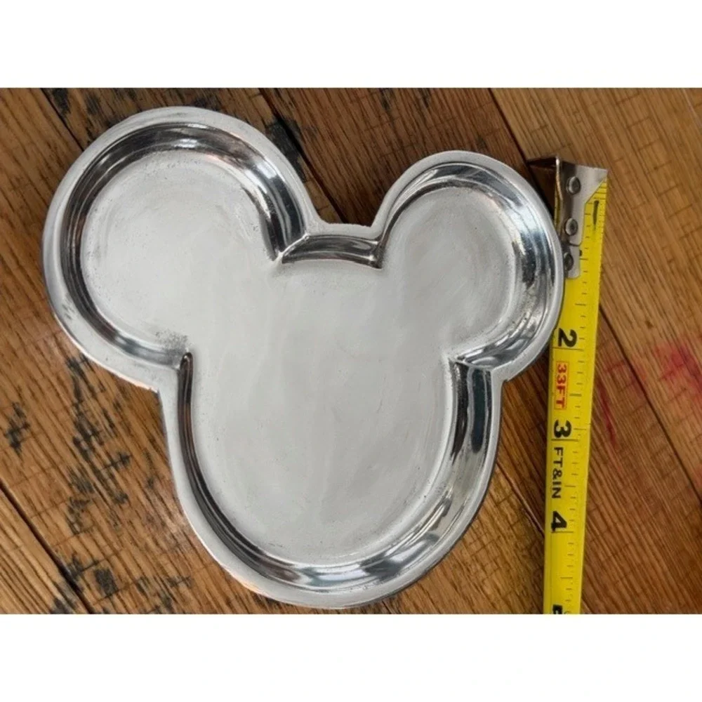Disney Mickey Mouse Metal Trinket Dish Candy‎ Tray Silver Tone